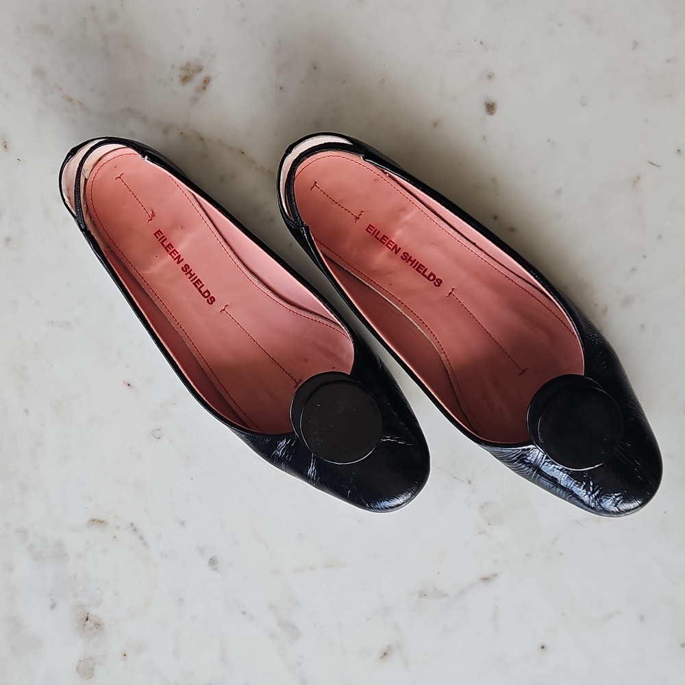 Eileen Shields Black Patent Leather Flats